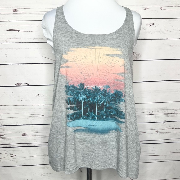 Volcom Stone Gray Sunset Twist Detail Racerback Tank Top Size Small - Picture 2 of 10